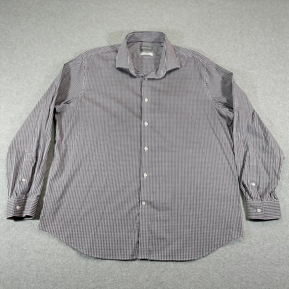 Michael Kors Shirt Mens 2XL (18 34/35) Slim Fit Travel Stretch Performance Check